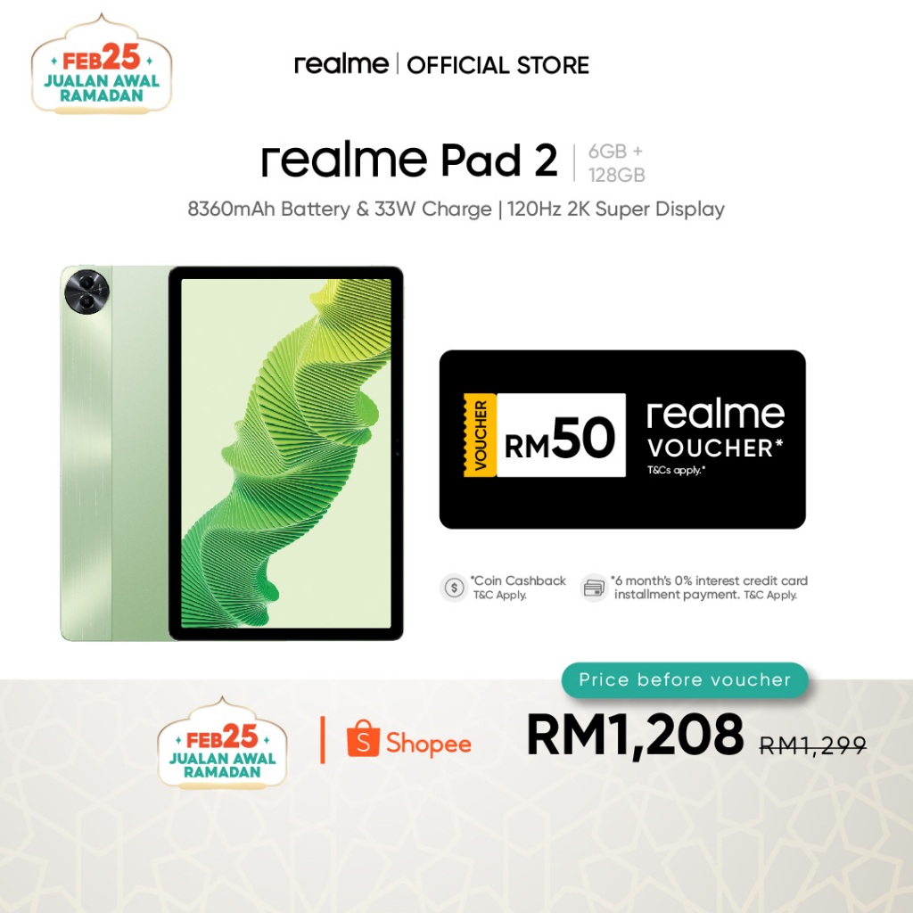 realme Pad (4GB + 64GB LTE/6.9mm Ultra-Slim Design/Dolby Atmos Quad  Speaker/7100mAh Mega Battery)