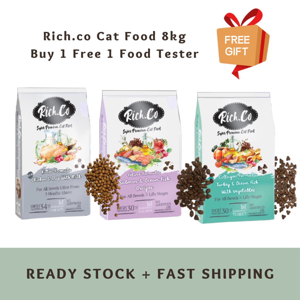 Rich.Co Super Premium Cat Food 8kg Buy 1 Free Food Tester while stock last Kitten Formula Feline Formula Collagen Fo