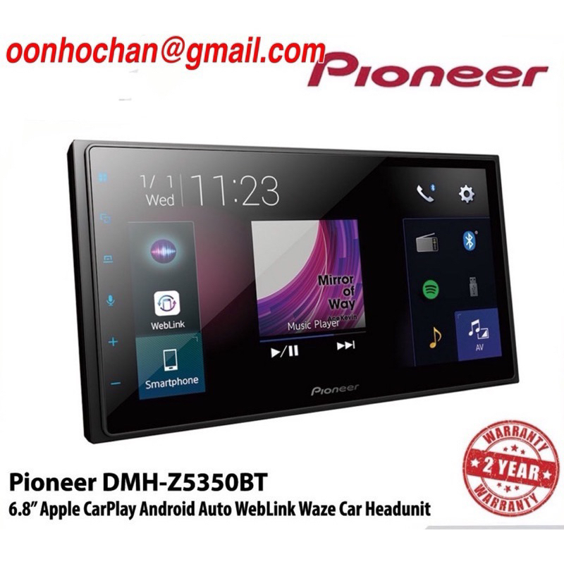 PIONEER DMH-Z5350BT 6.8” APPLE CARPLAY ANDROID AUTO WEBLINK WAZE CAR ...