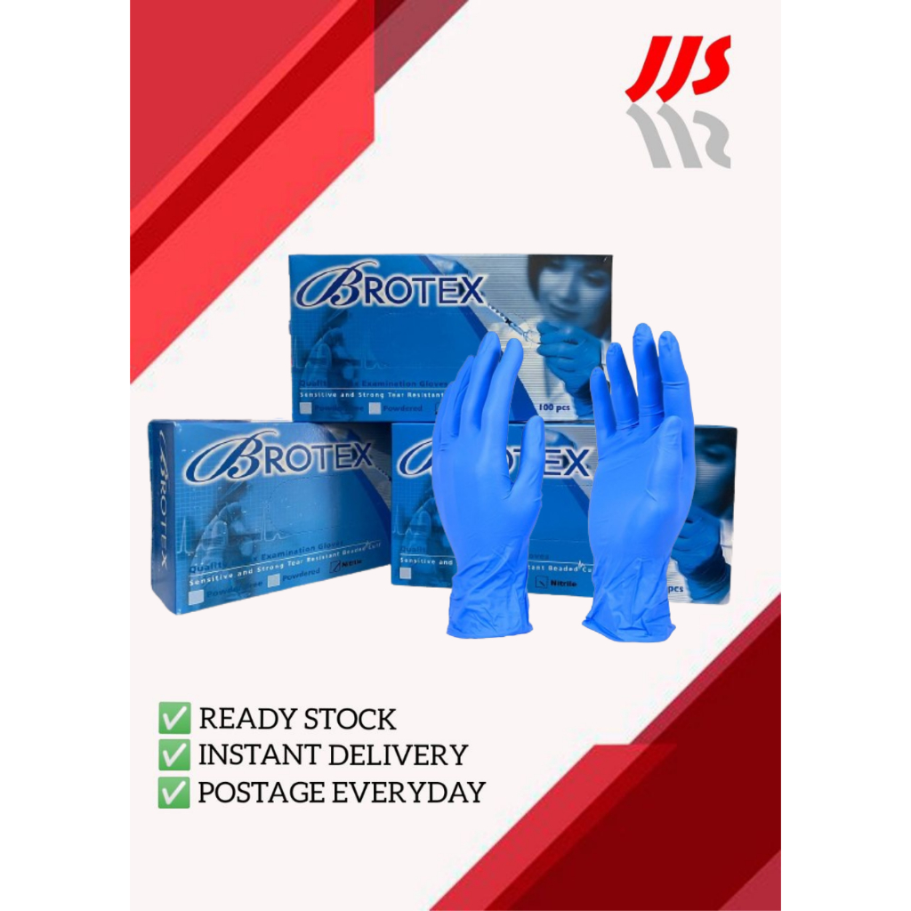 Ready Stock Brotex Nitrile Examination Gloves Powder Free 100pcsbox Shopee Malaysia 0576