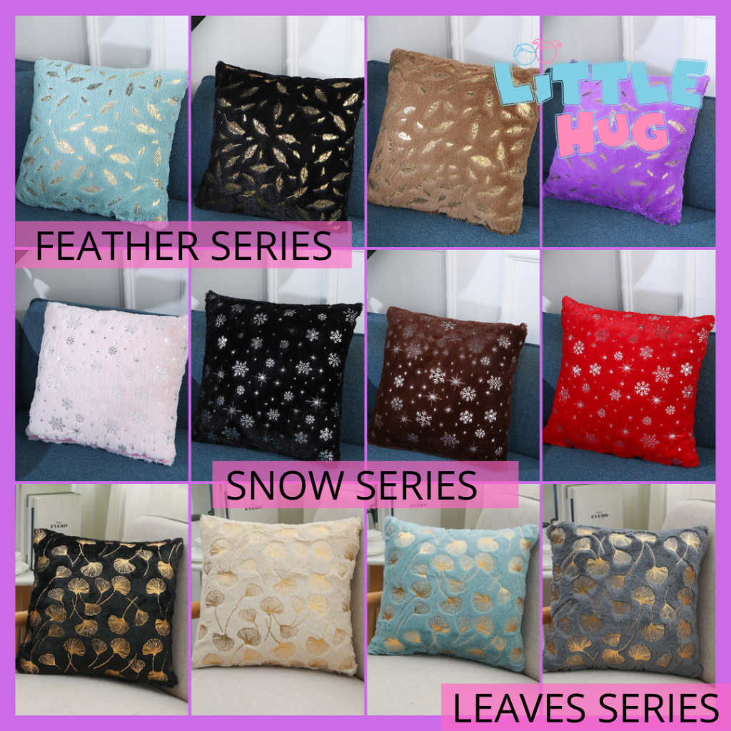 Snow / Feather /Stripe Velvet SQUARE pillowcase sofa cushion cover ...