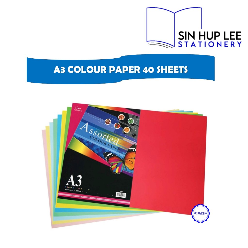 A3 Colour Paper / Kertas Warna 80 Gsm 8 Colour A Pack (40 Sheets) / 颜色纸
