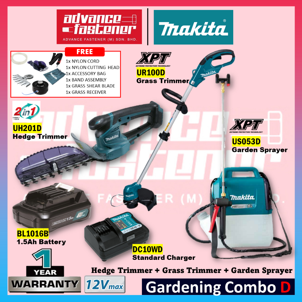 Makita 12vmax Cordless Gardening Combo D Ur100d Grass Trimmer Uh201d Hedge Trimmer Us053d 6992