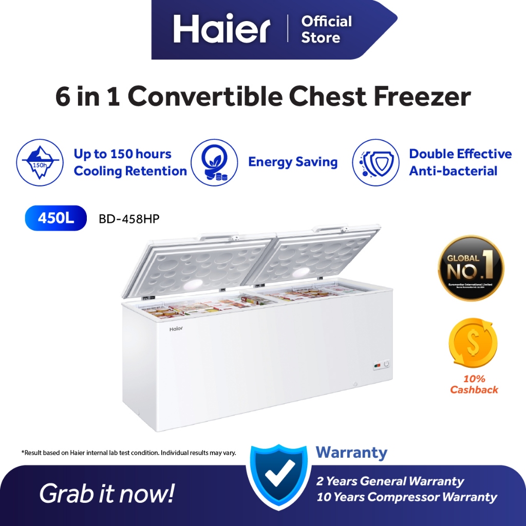 Haier 429L Chest Freezer 6 in 1 Convertible Freezer Fridge
