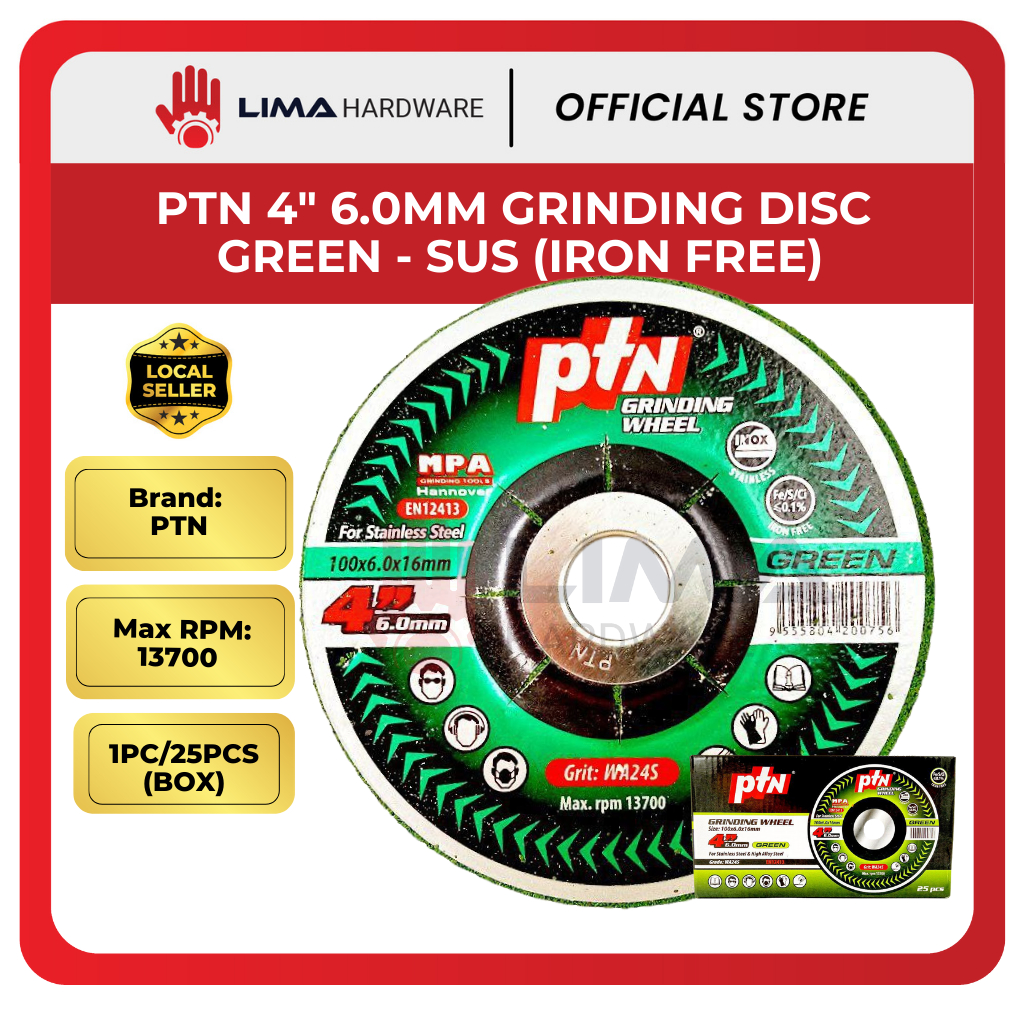 PTN Grinding Disc, Cakera Pengisaran, Mata Canai Besi, 4Inch 6.0MM ...