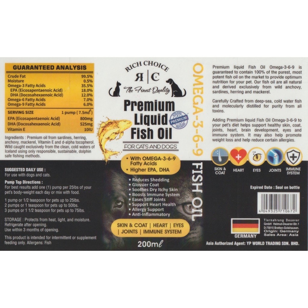 Premium Liquid Fish Oil for cats & dogs (200ml) Shopee Malaysia