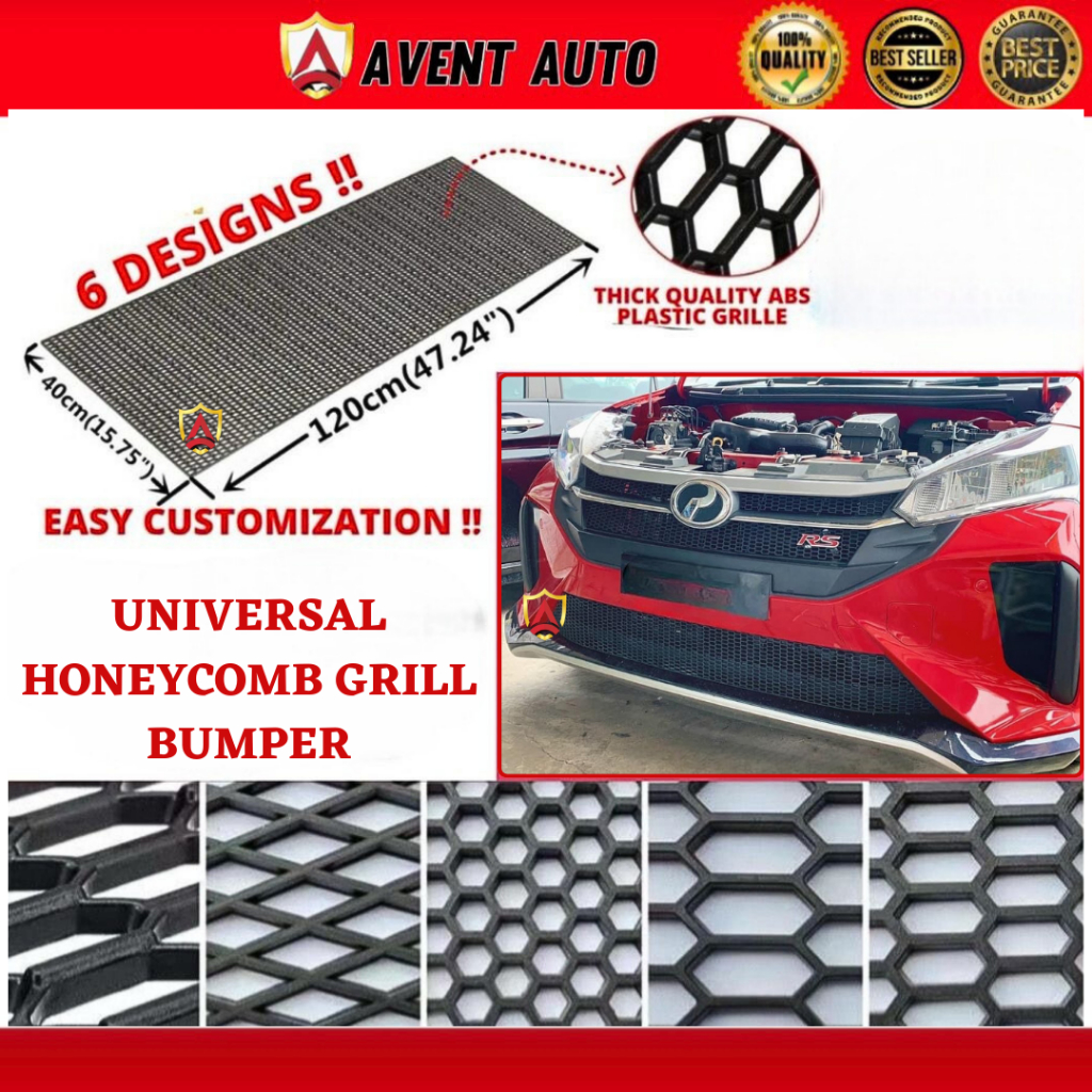 Universal/BEZZA/MYVI Black ABS Plastic Racing Honeycomb Mesh Grill ...