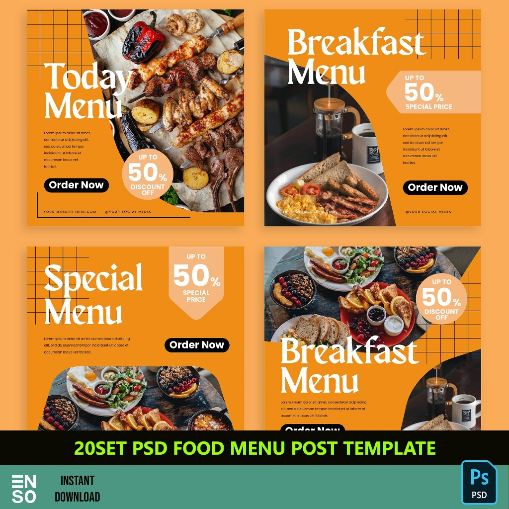 20-Set PSD Restaurant Food Menu Post Template | Editable PSD Files ...