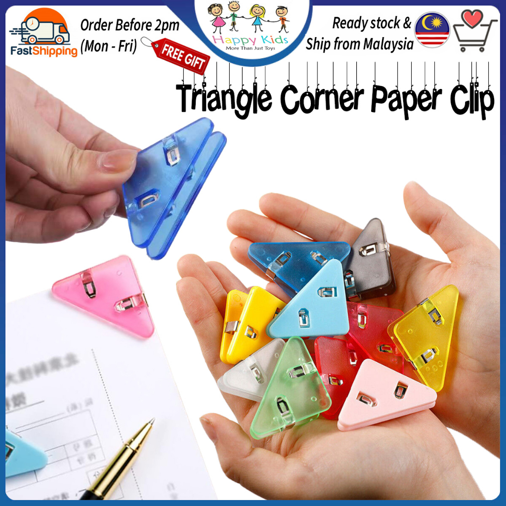 [Happy Kids] Paper Edge Clip Triangle Paper Clips Binder Clip Memo File ...