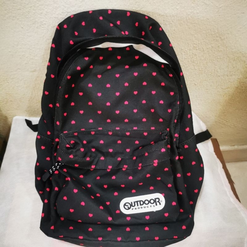 OUTDOOR PRODUCTS Backpack (black x pink heart pattern) | Shopee Malaysia
