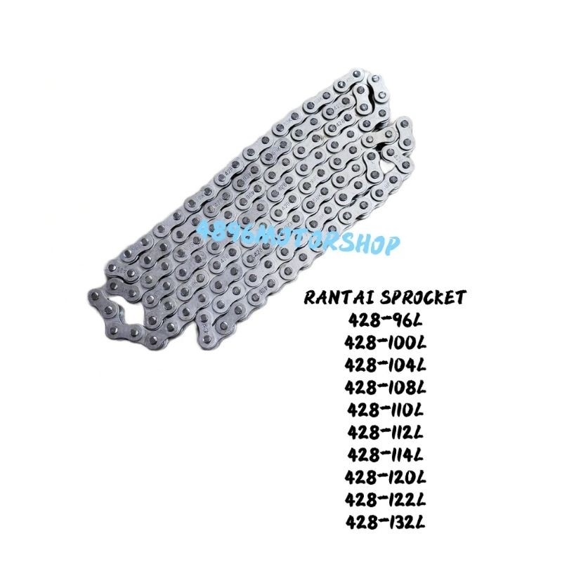 MOTORCYCLE CHAIN Sprocket Chain 428 - 98L 100L 104L 106L 110L 112L 120L ...