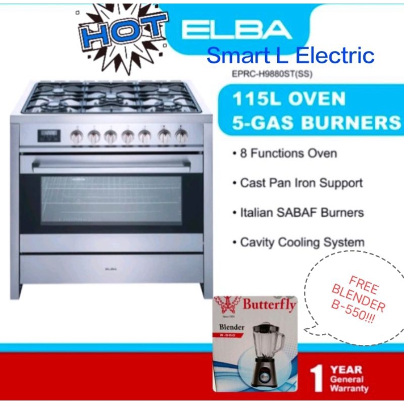 (FREE BLENDER B550!!!) Elba Professional Range Cooker (115L/5Burners