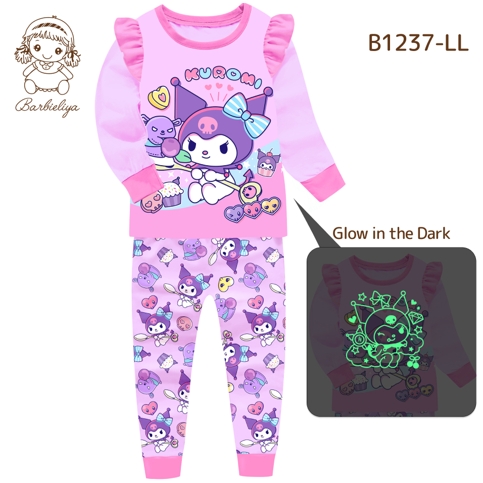 B1237LL Barbieliya Girl Kuromi pyjamas /Kuromi Sleepwear / (Glow in The ...