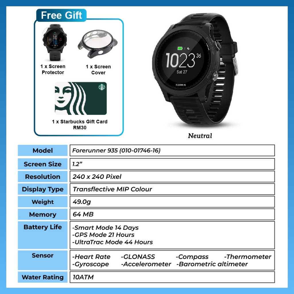 Garmin M sia Warranty Garmin Forerunner 935 Running SwimmingCycling Hiking Triathlon Heart Rate Monitor Sport GPS Watch Shopee Malaysia