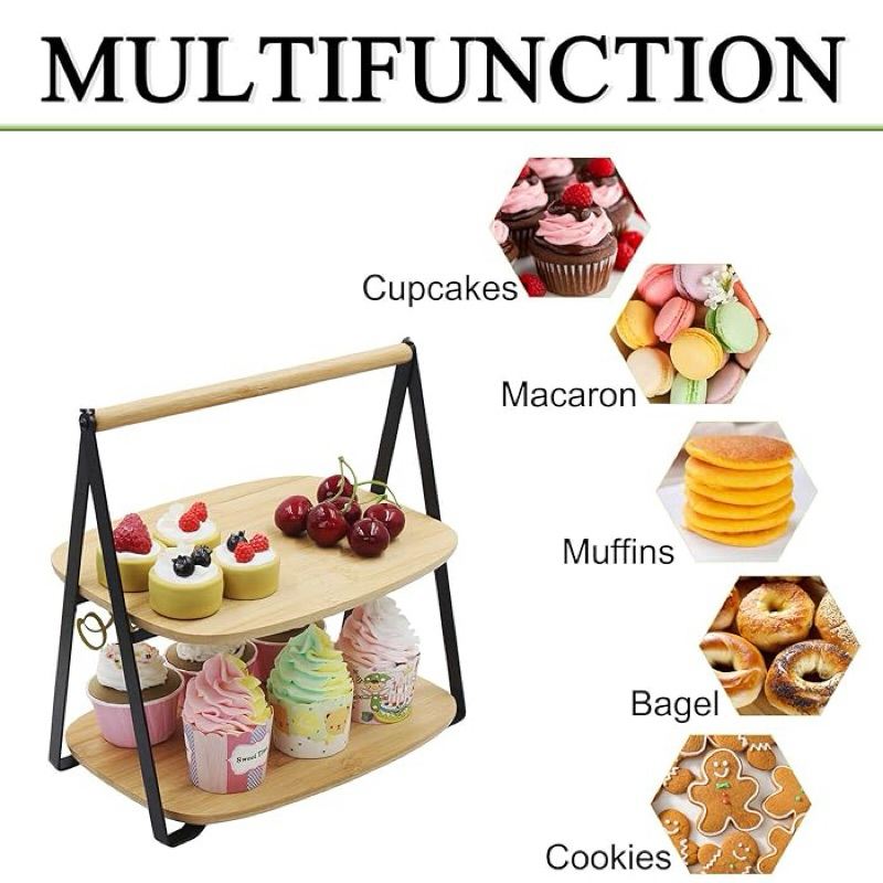 𝗜𝗞𝗘𝗔 FULLSPACKAD Solid Wood Serving Tray Cup Cake Stand Bread Tray