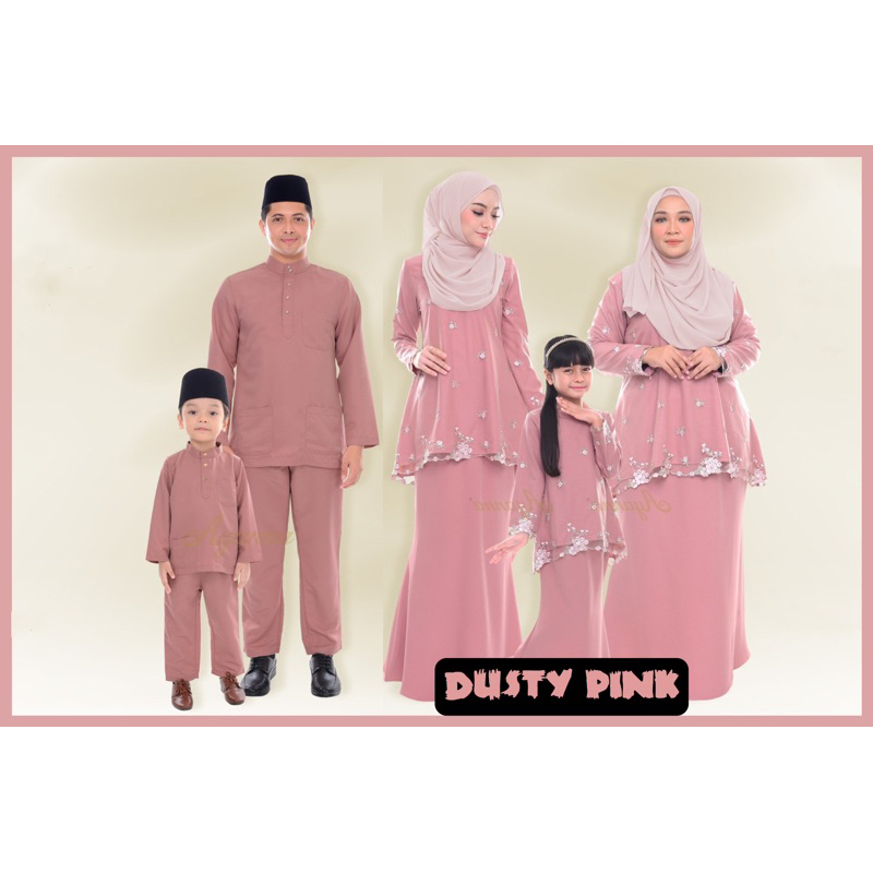 Baju Raya Color Dusty Pink, Kurta dan Baju Melayu Sedondon Raya 2024 (Ready Stock) Shopee Malaysia