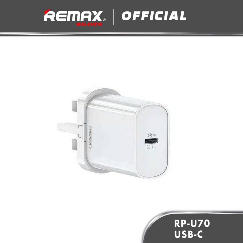 Remax RP-U70 20W PD Fast Charge Charger USB-C Power Adapter UK Plug ...