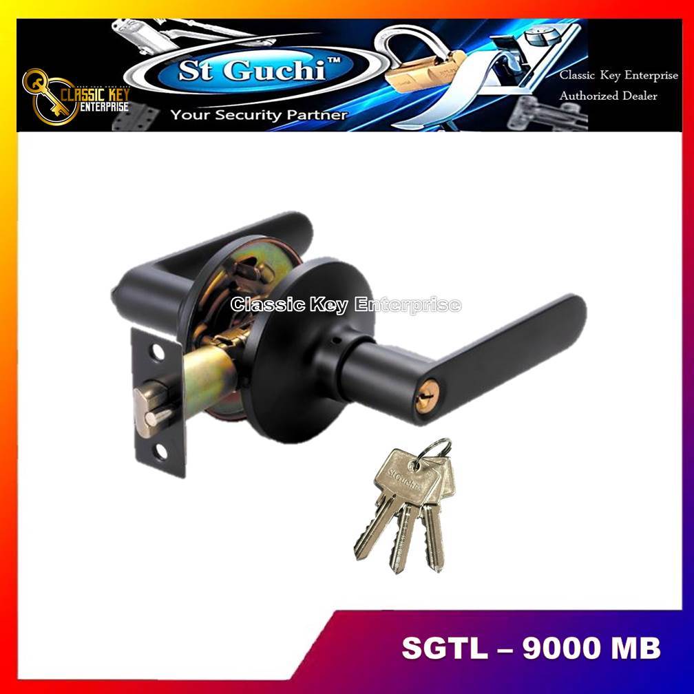 ST GUCHI TUBULAR LEVER DOOR LOCK MATT BLACK DOOR HANDLE PEMEGANG PINTU ...