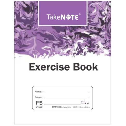 Take Note Exercise Book F5 200 pages | Card Exercise Book Single Line ...