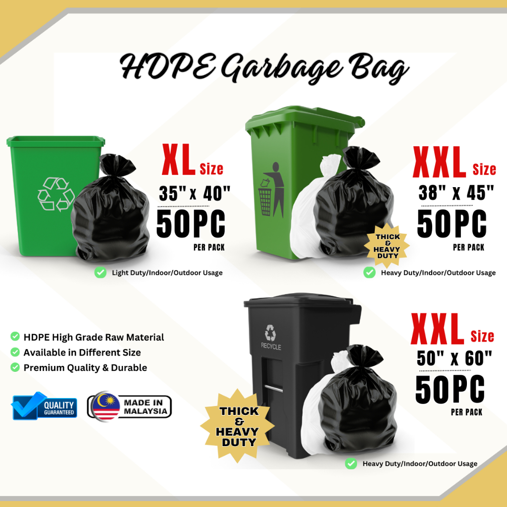 Garbage Bag XXL EXTRA LARGE Heavy Duty Trash Plastic Rubbish Bag Karung