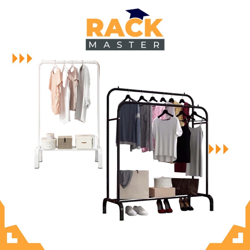 𝗥𝗔𝗖𝗞 𝗠𝗔𝗦𝗧𝗘𝗥 Metal Clothes Rack Heavy Duty Double Rod Cloth Rack ...