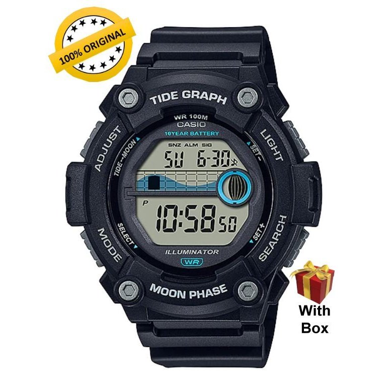 Men 100 ORIGINAL CASIO WS 1300H 1AVDF Tide Graph Moon Phase Graph Resin Band Digital Watch Shopee Malaysia