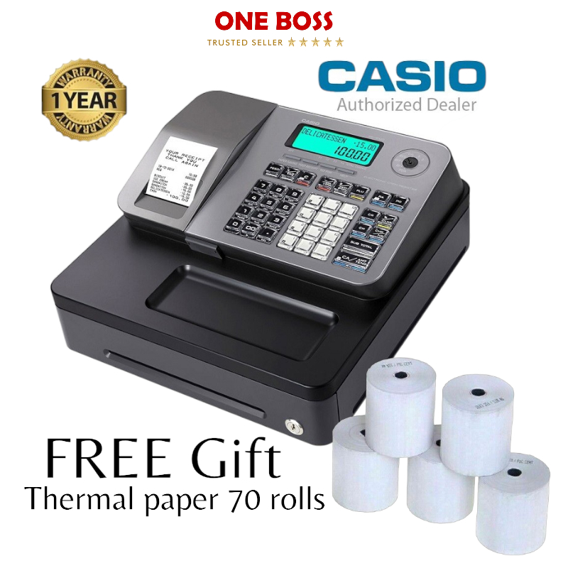 Casio Cashier Machine Cash Register SE S100 1 Year Warranty Grey Color NOW FREE 70 rolls thermal paper