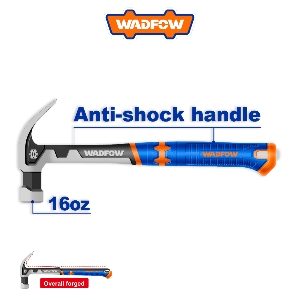 WADFOW Claw Hammer (16oz/450g) Full Body Drop-forged, Heat Treated 45 ...