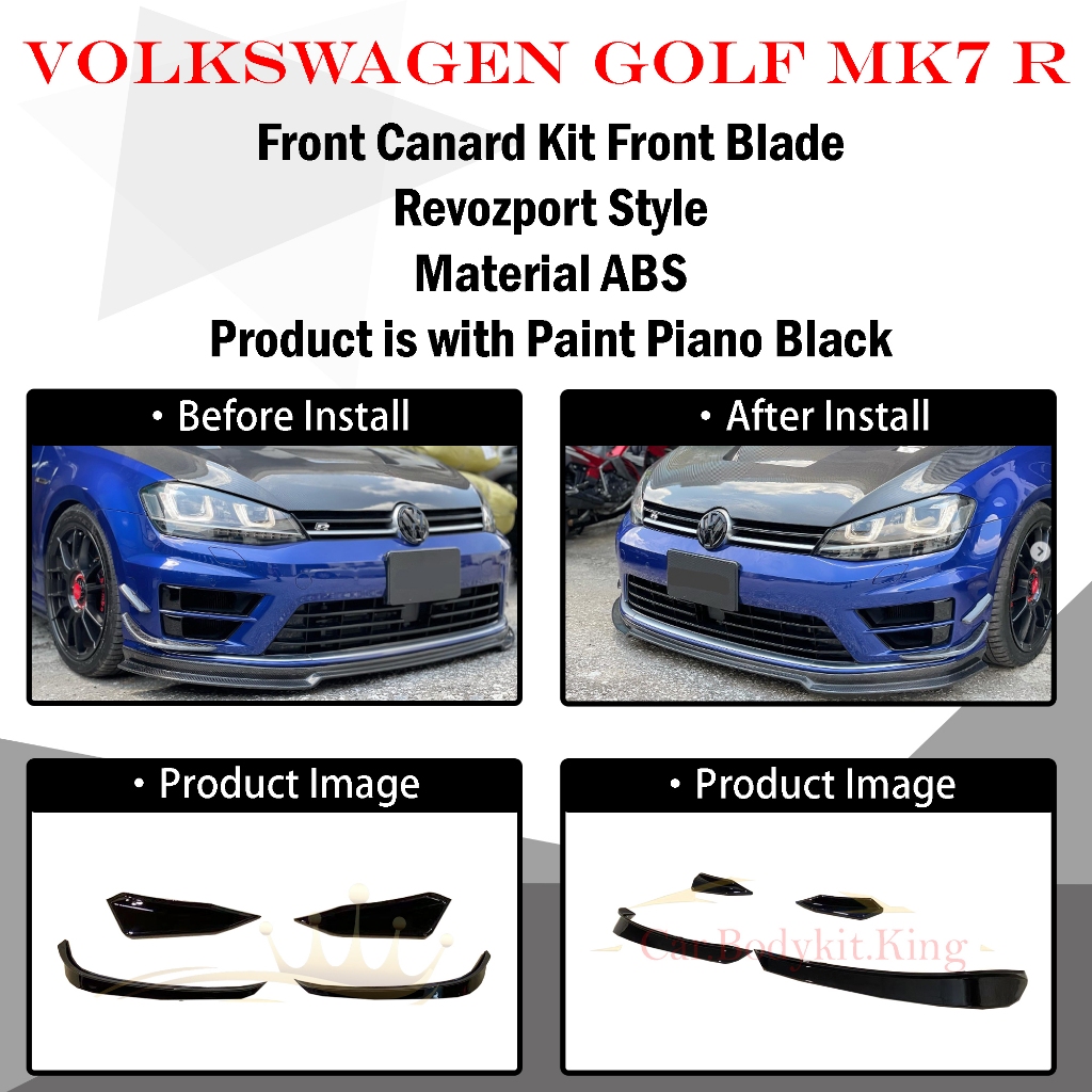 VOLKSWAGEN GOLF MK7 R RZ REVOZPORT STYLE FRONT CANARD KIT FRONT BLADE ...