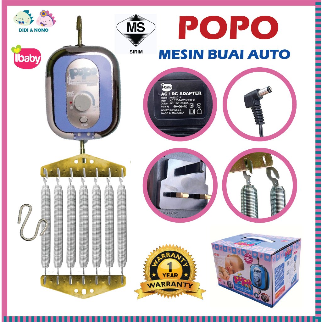 1 Year Warranty iBaby POPO TIMER Electronic Baby Cradle Light Buaian Elektrik Mesin Elektrik Bayi Shopee Malaysia