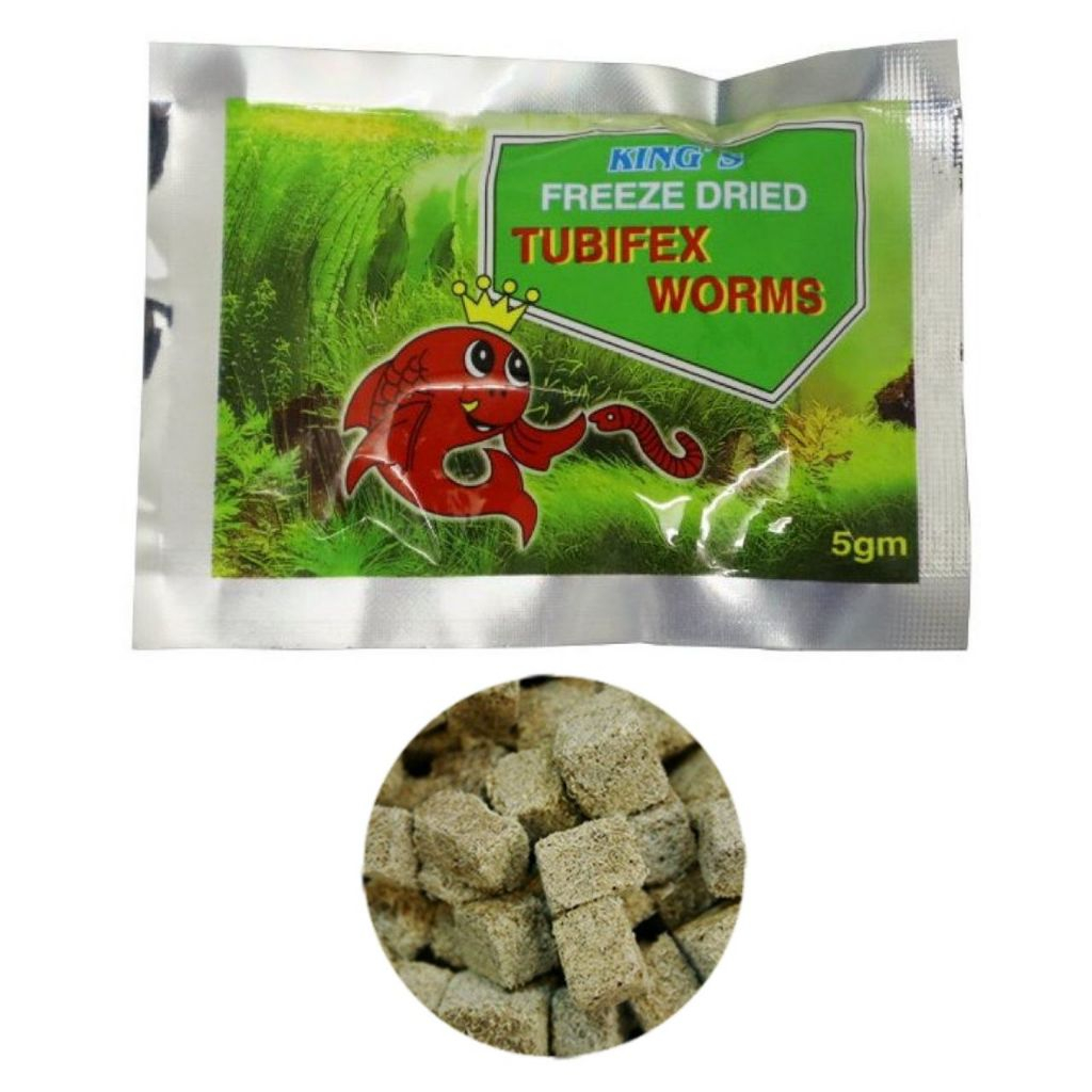 KING'S 5g BloodWorms /Tubifex Cube/Freeze Dried/Cacing beku/Cacing ...