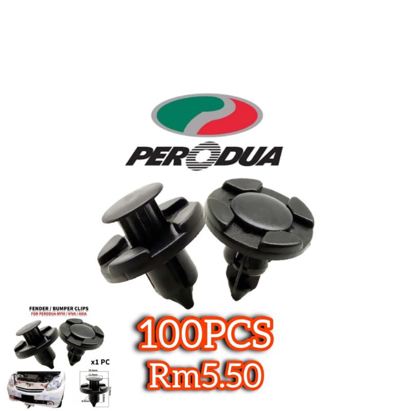 100PCS Car Clip Bumper Fastener Clip Myvi Aruz Bezza Alza Axia Viva