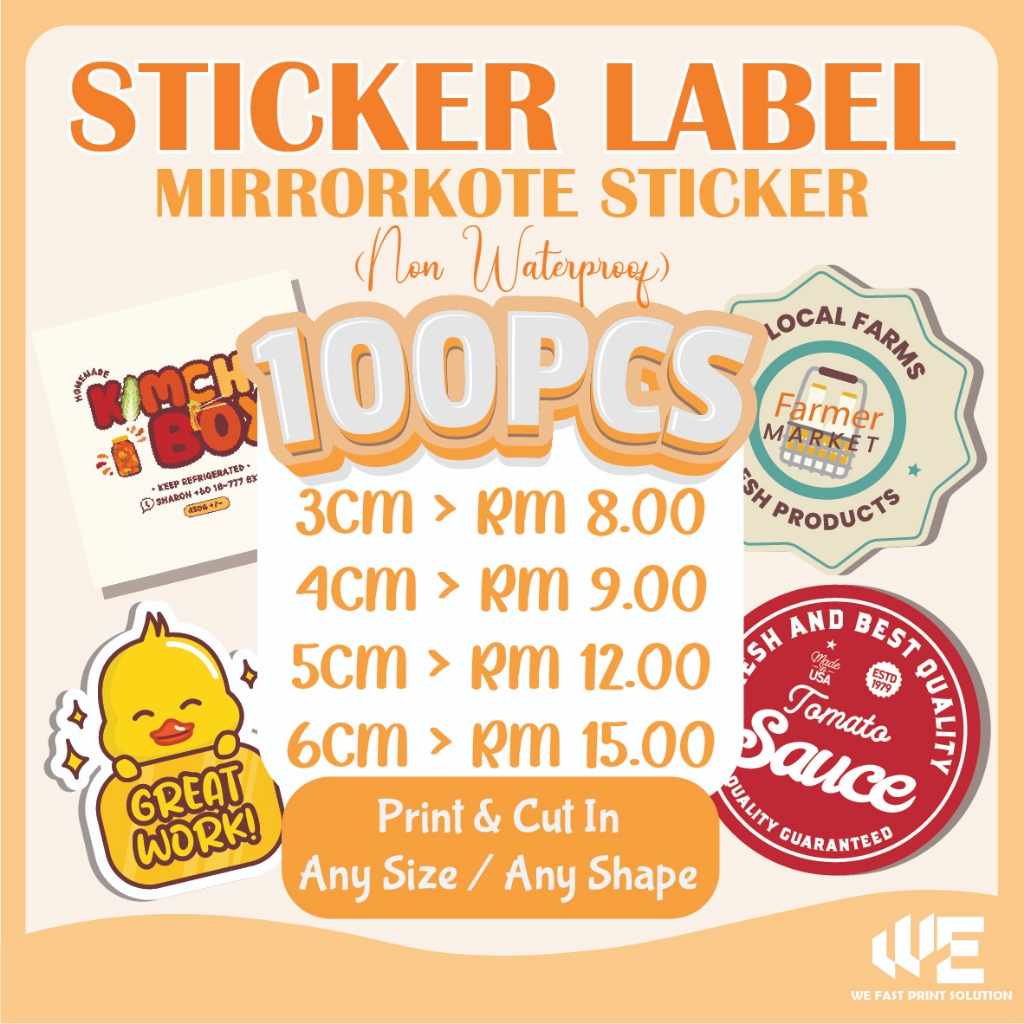 [100PCS]Mirrorkote Sticker Printing Labels & Sticker Customize Shape ...