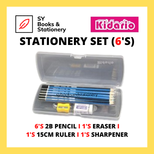 KIDARIO 5 in 1 Stationery Set with Case / Exam Kit Pencil Set with ...