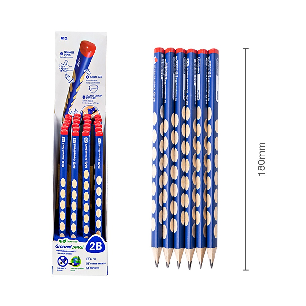 M&G Triangle 2B Grooved Pencil Jumbo Size AWPQ0915 Lead Free Pencil ...