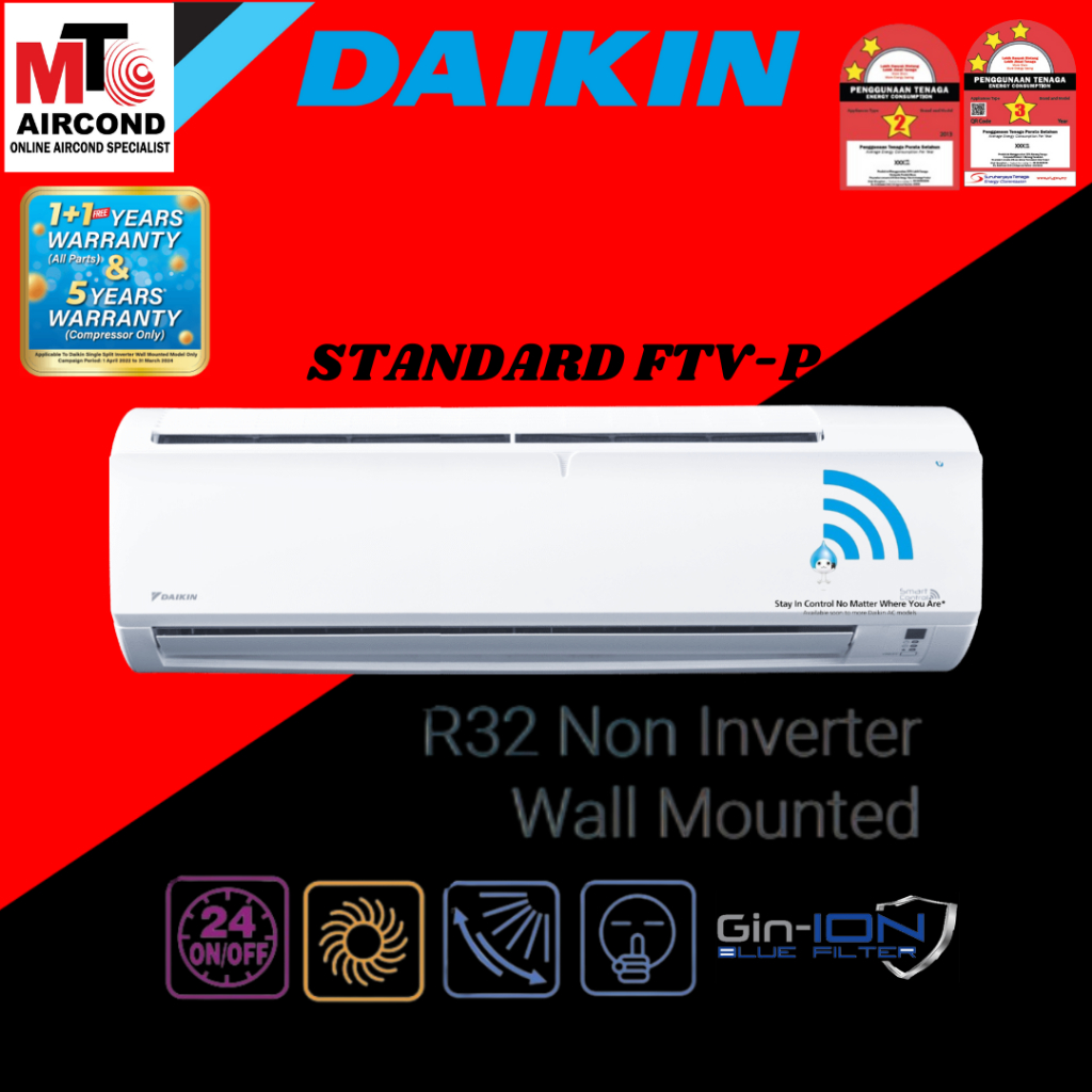 [mto] Daikin Air Conditioner Standard Non Inverter Ftv P Series R32