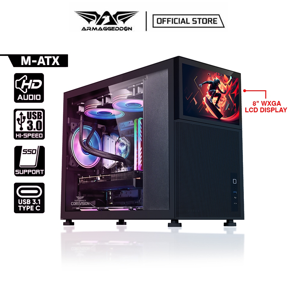 Armaggeddon Tessaraxx CoreVision MATX PC Gaming Casing with LCD Display