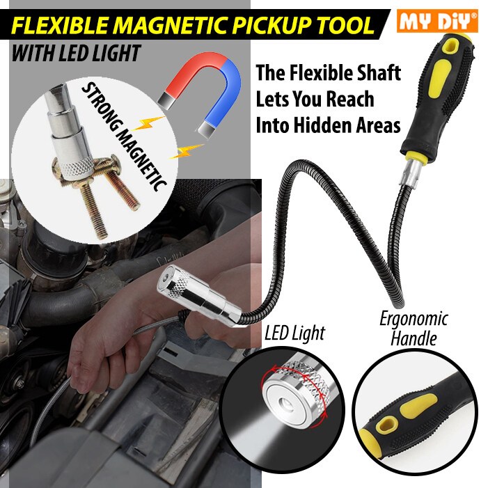 MYDIYHOMEDEPOT - Anton Flexible Magnetic 48cm Pick up Tool With Led ...