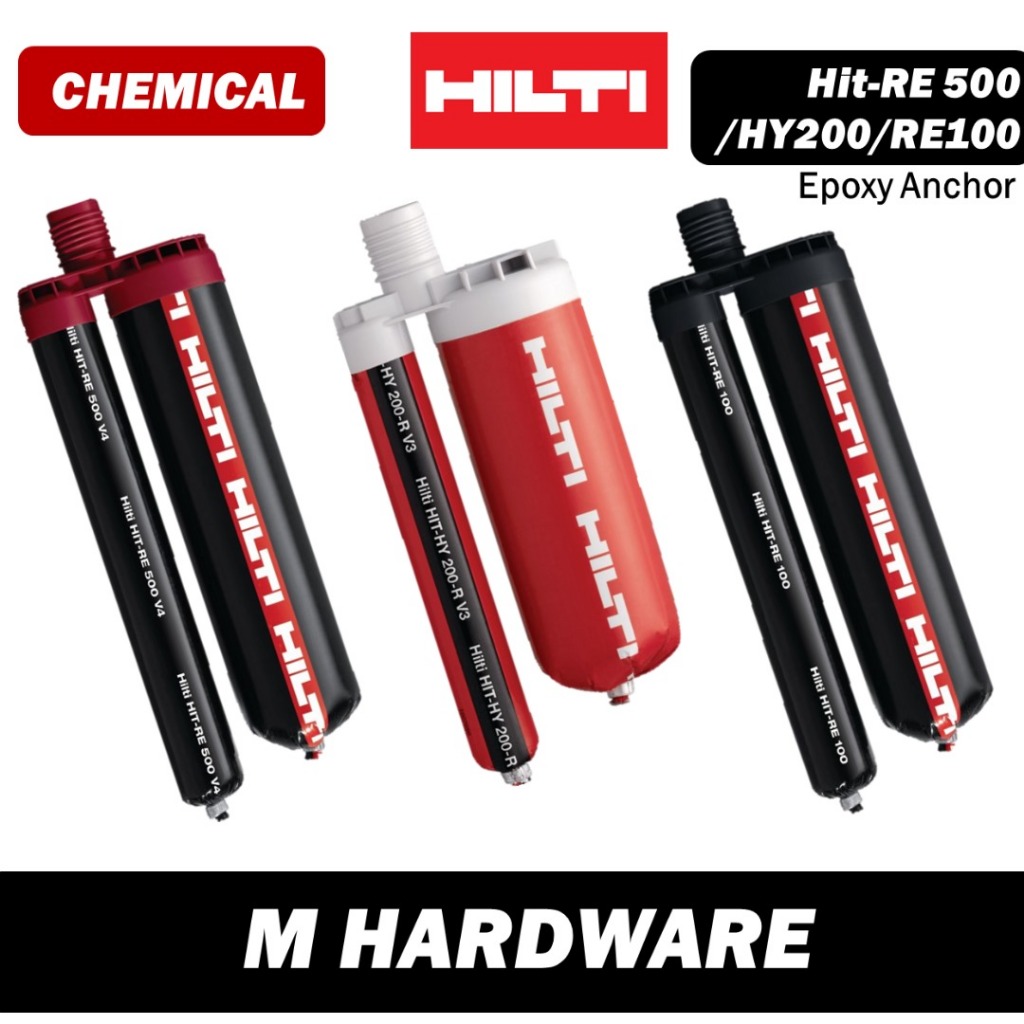 Hilti HIT-HY 200-R V3 / HIT-RE 500 V4 / HIT-RE 100 Epoxy Anchor [ RE500 ...