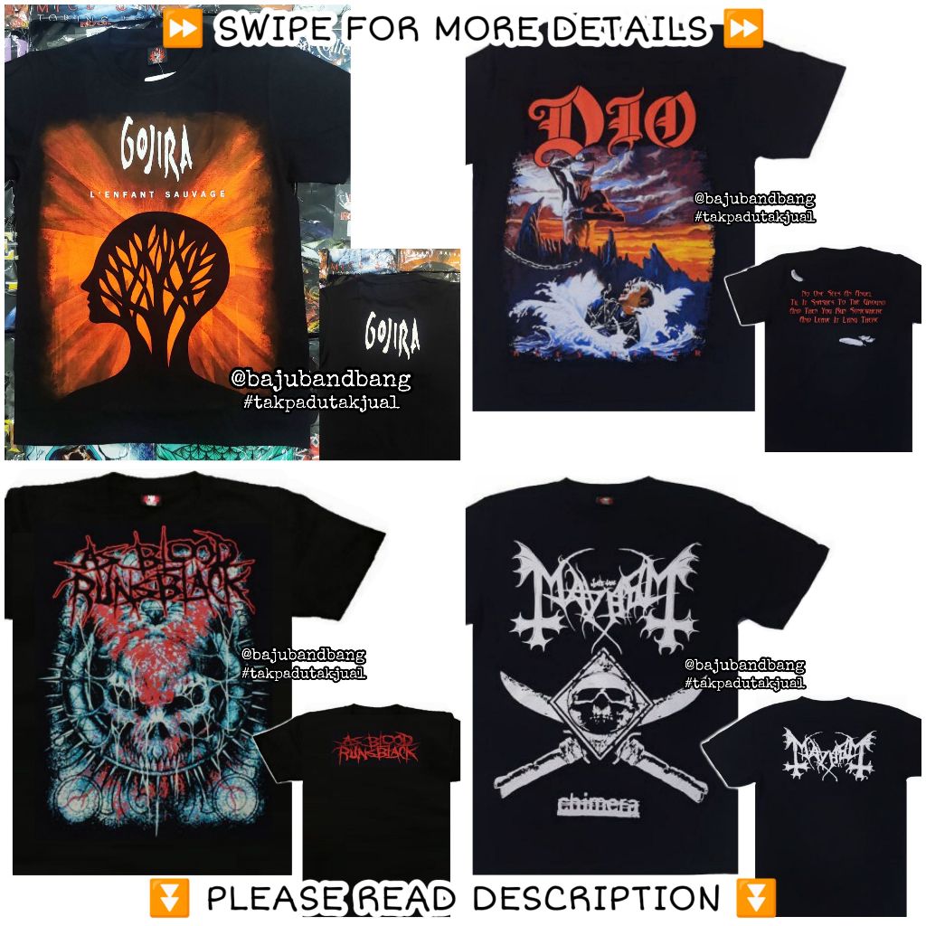 Baju Band Gojira Dio Mayhem As Blood Runs Black Rock Heavy Thrash ...