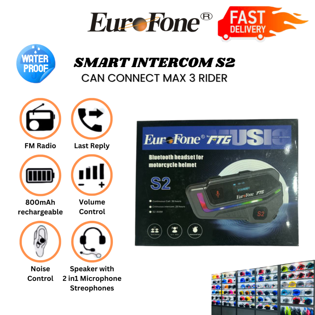 EuroFone S2 Plus Motorcycle Helmet Bluetooth Intercom | Lazada