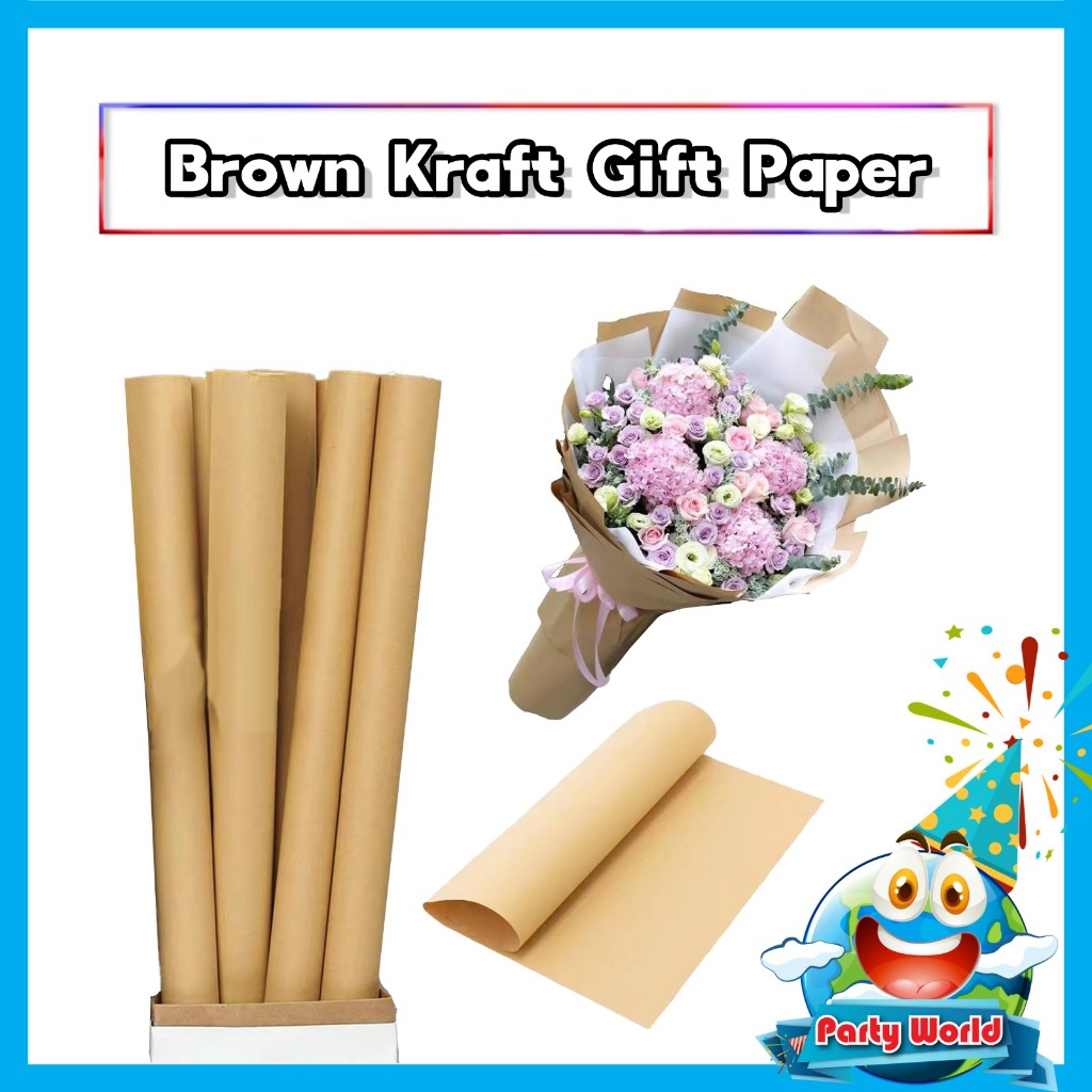 🎉 Brown Kraft Paper Flower Bouquet Gift Paper Retro Gift Box Gift