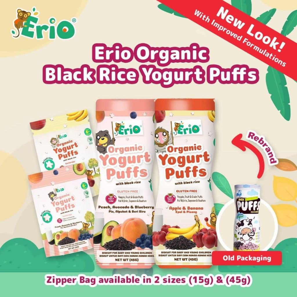 Erio Organic Black Rice Yogurt Puffs In Pouch - Apple Banana (15g ...