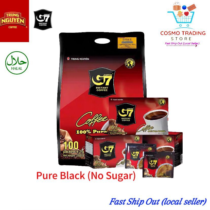 (HALAL) Trung Nguyen G7 Instant Black Coffee (15/100 sachets) (Sugar ...