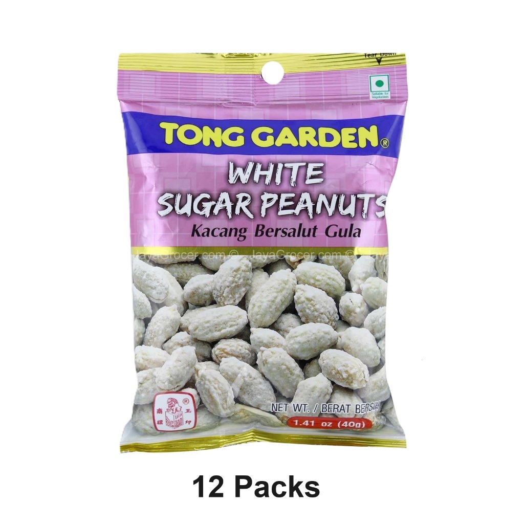 12 Packs Tong Garden White Sugar Peanuts Kacang Bersalut Gula 40g Each