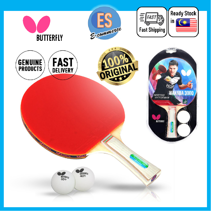 Butterfly Wakaba 3000 FL Shakehand Table Tennis Racket with 2 Balls