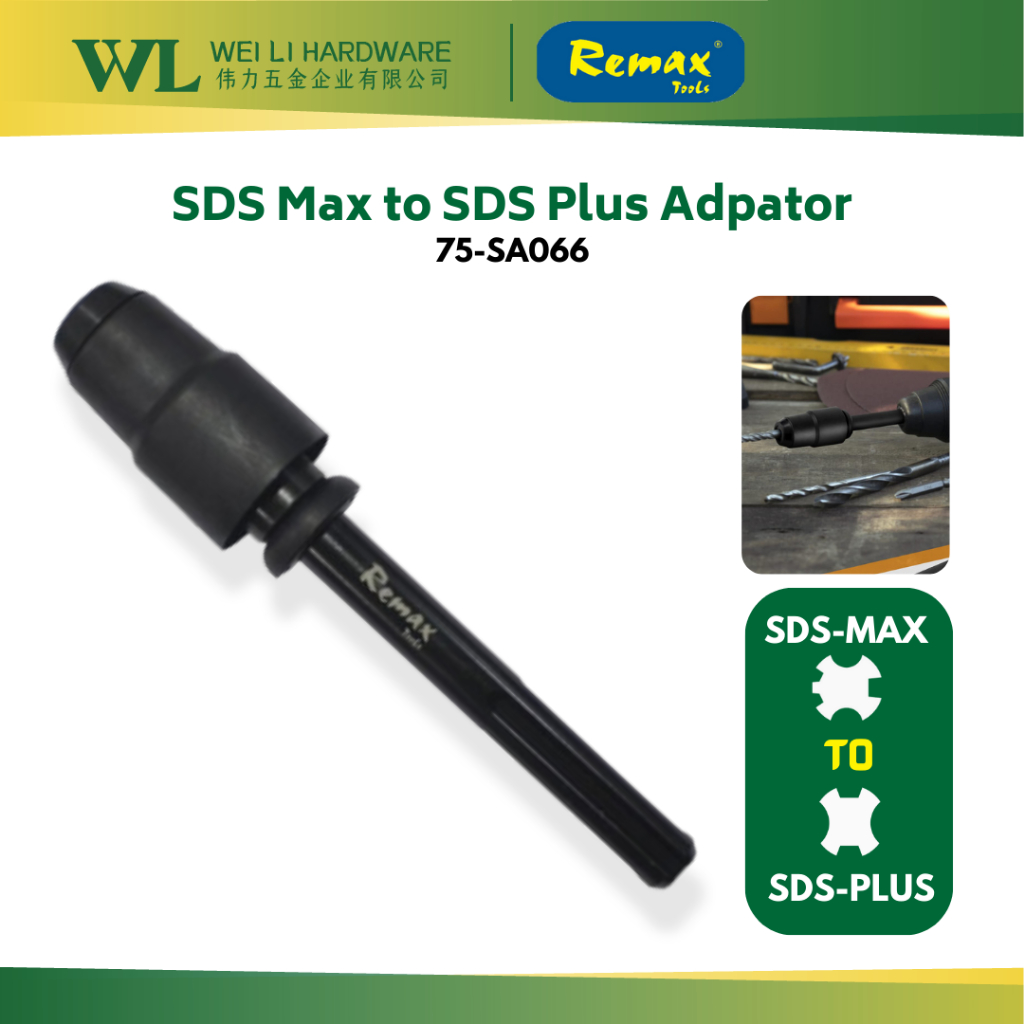 Remax SDS Max to SDS Plus Adpator 75-SA066 for rotary hammer chuck ...