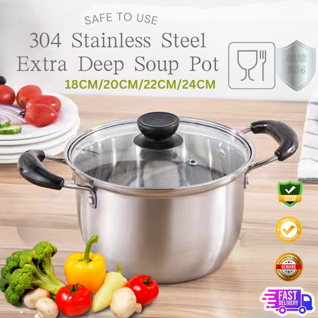 304 Stainless Steel Extra Deep Soup Pot/DOUBLE HANDLE POT/COOKWARE ...