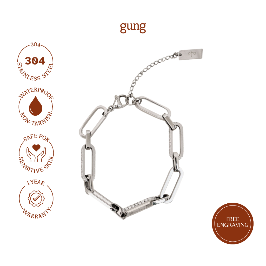 Gung Galore Silver Link Chain Stainless steel Anklet Stainless steel ...