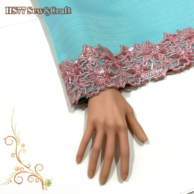 [ 50cm/ lot ] Boder lace sequin/ border lace/ sequin lace/ lace baju ...